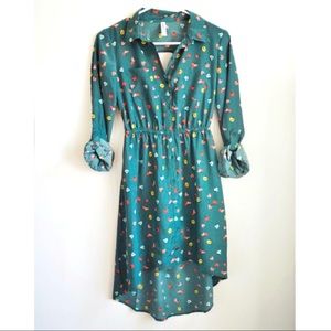 Green patterned high/low dress